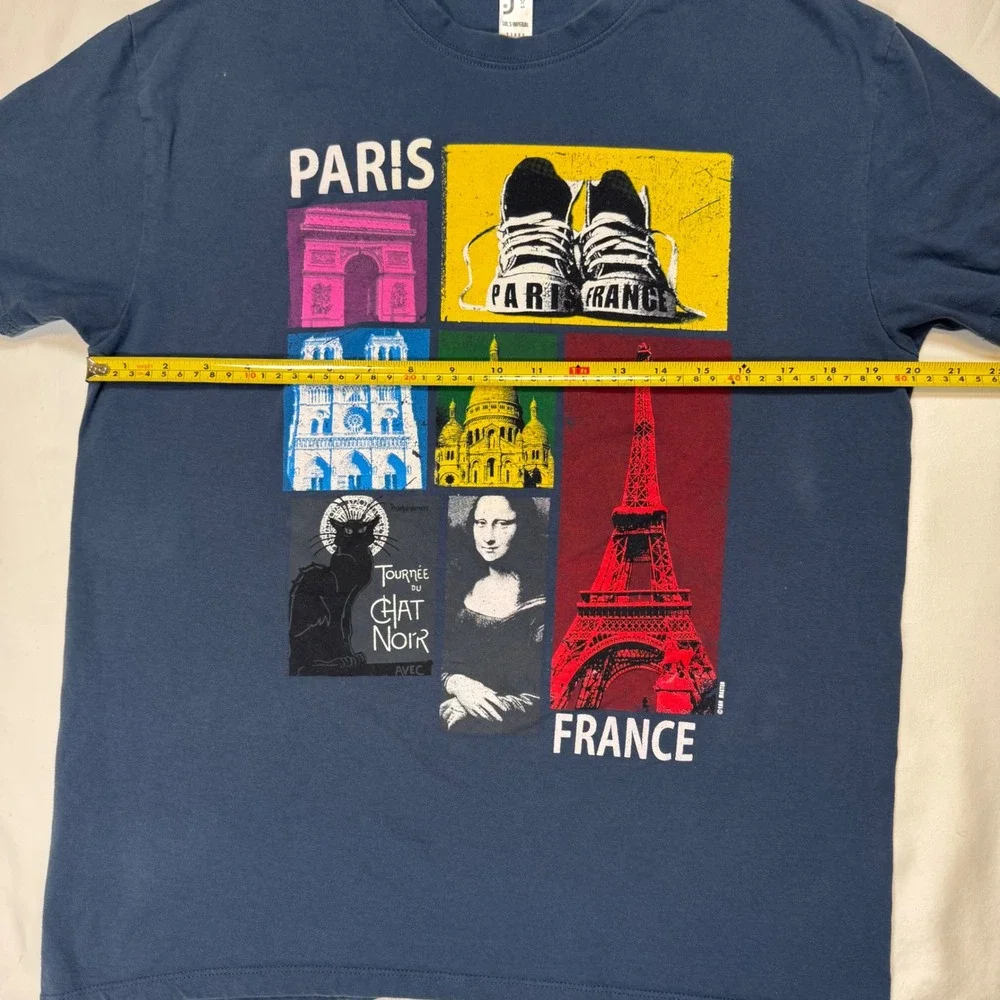 SOLS Paris France Graphic Tee Navy Blue M Souvenir Travel Europecore